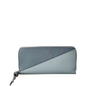 Fendi Ff Diamonds Zipper Around Large Leather Wallet, Blue